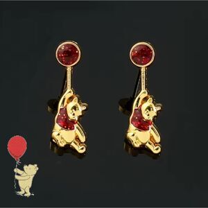 Disney Winnie the Pooh Holding Red Balloon Stud Earrings